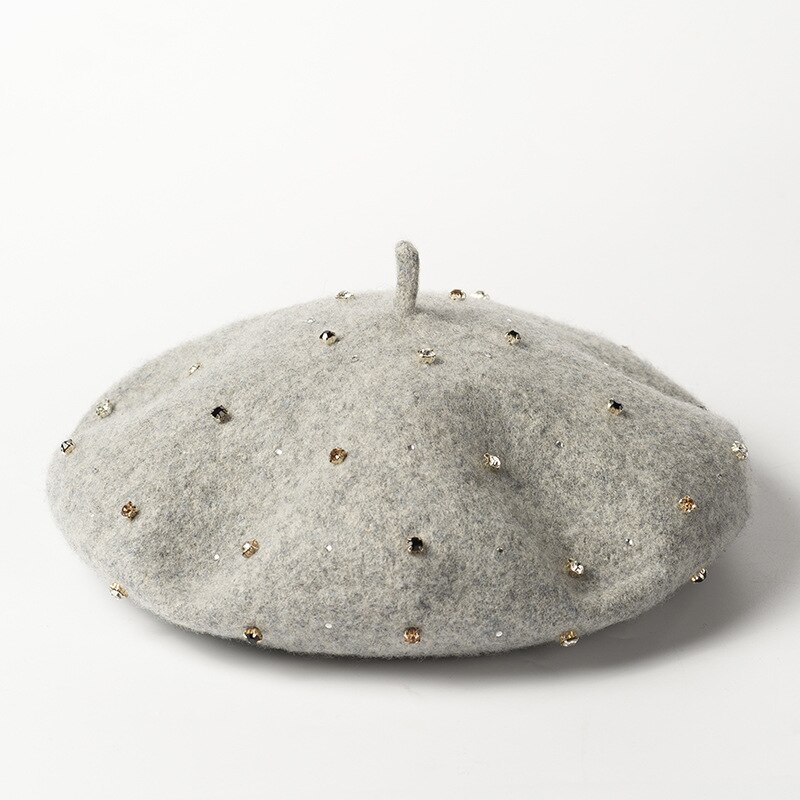 Cokk hand sy ull basker kvinnor hatt höst vinter strass basker mössa hatt kvinnlig koreansk målare mössa boina gorras vintage