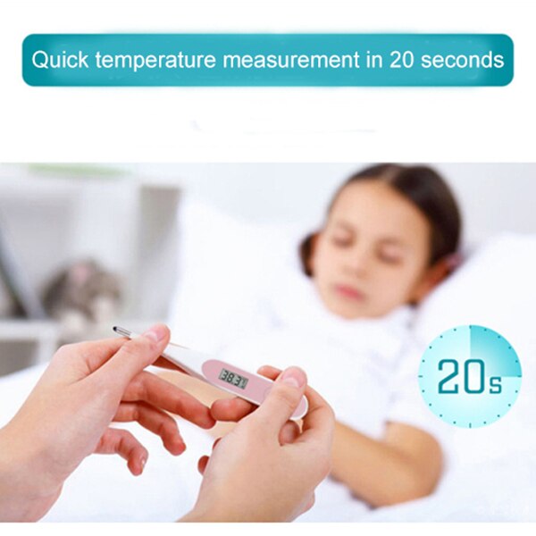 Bærbart barn voksen krop digital lcd termometer temperaturmåling hjem digital display termometer (lyserød ,2 stk)