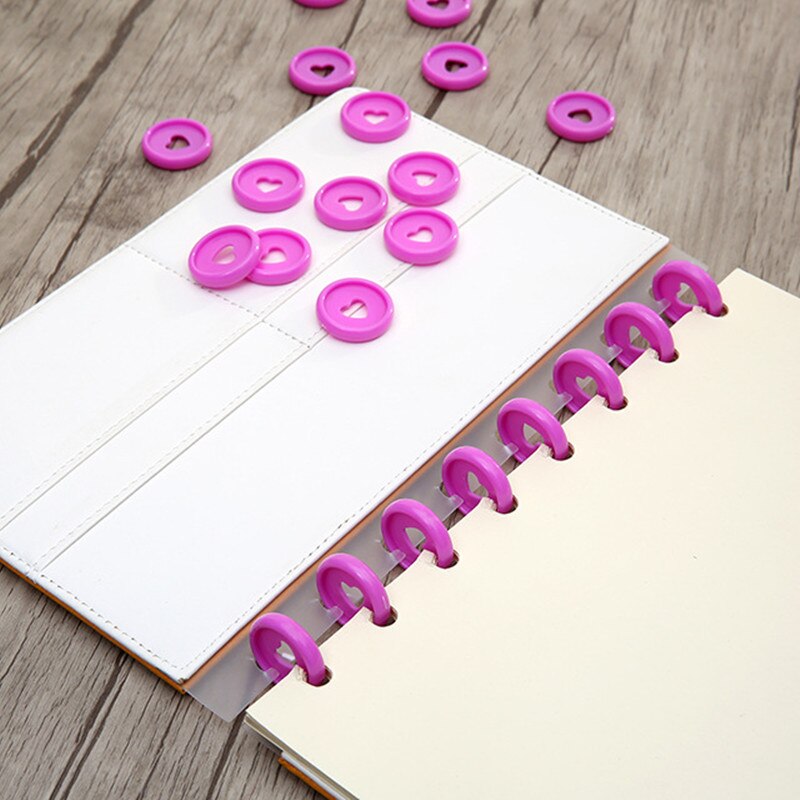 30 Pcs Solid Heart Binder Rings for Notebooks 24mm Diy Happy Planner Disc Loose Leaf Mushroom Binder for Scrapbooking A20-S1: 30 Pcs-Rose red