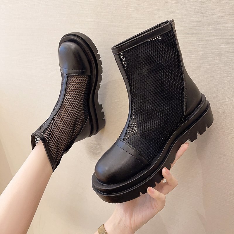 Tenis ligeros para Mujer, Zapatillas deportivas de malla transpirable, cómodas, con cremallera y cojín de aire, botas