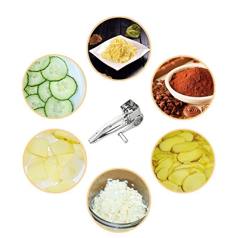 Multi-functional Rotary Cheese Grater Kitchen Tool Stainless Steel Shredder Butter Cutter Cheese Shredder Slicer Garlic Grinder