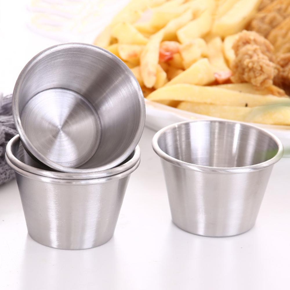 4Pcs Rvs Kruiderij Saus Cups Tomaat Saus Container Dompelen Kom Voor Restaurant Home Party