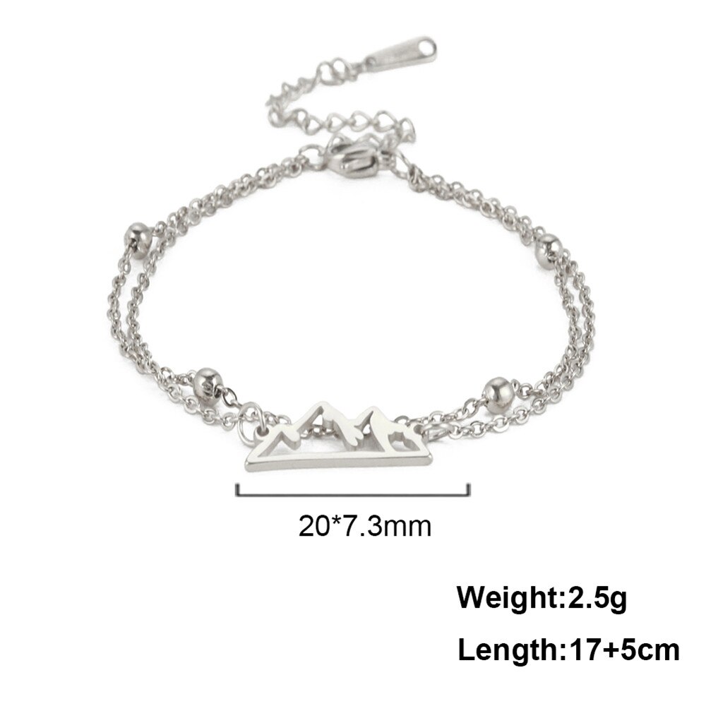 Skyrim Nette Berg Charme Armband Frauen Mädchen Edelstahl Einstellbare Kette Link Armbänder Pulsera Schmuck 2022: Double Chain Steel