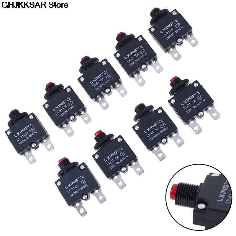 1Pc Circuit Breaker Overload Protector Switch Fuse 3A 4A 5A 6A 8A 10A 15A 20A 30A Thermal Switch Overload Protector Push Button