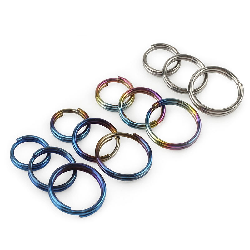 10 pièces/lot titane 10mm/12mm/14mm porte-clés EDC outil extérieur multicolore titane porte-clés