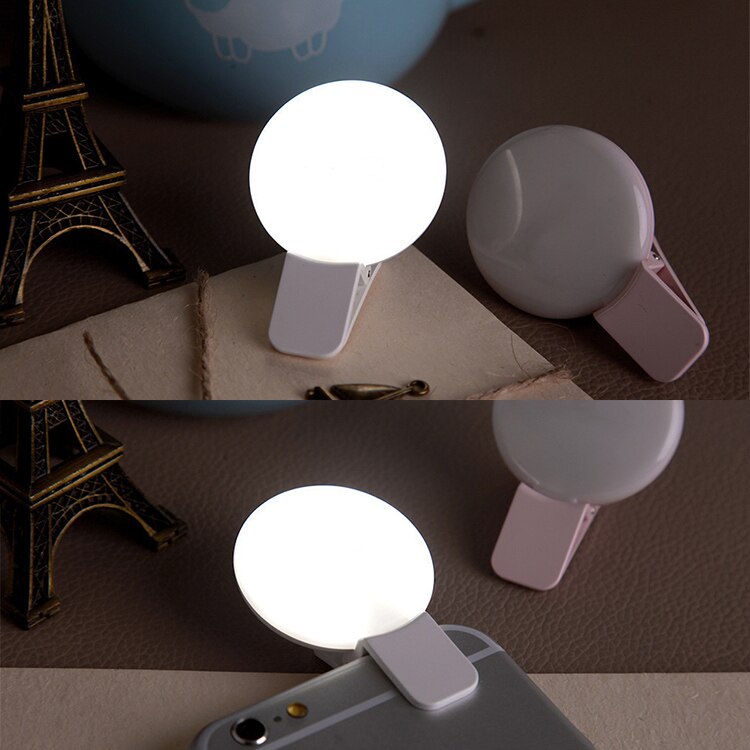 Adjustable Brightness Portable Lamp Mini Mobile Phone Ring Light Driven Selfie Fill Light with Rechargeable Battery