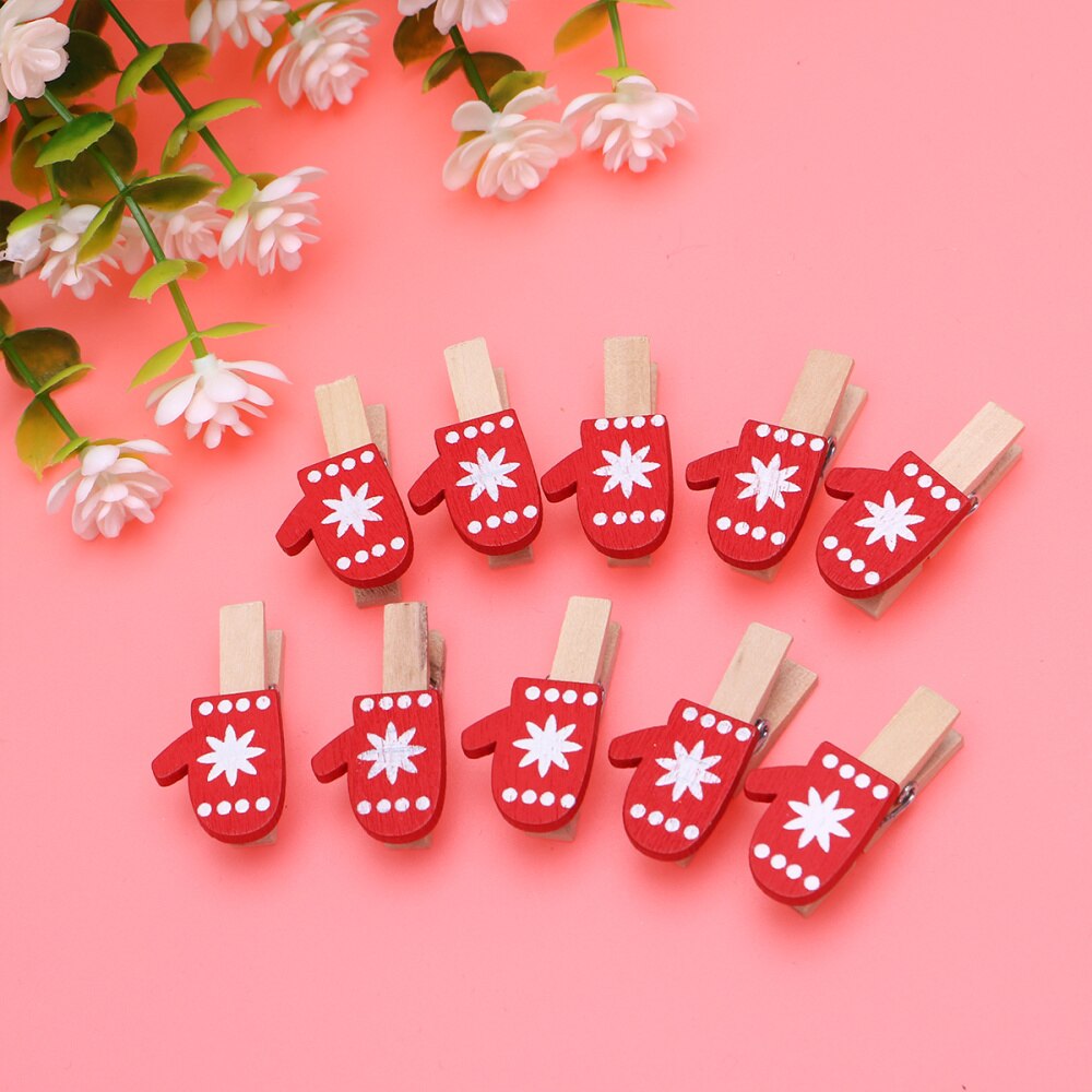 30Pcs Cartton Christmas Santa Claus Wood Clips Mini Wooden Clothes Photo Paper Peg Pin Clothespin Craft Clips
