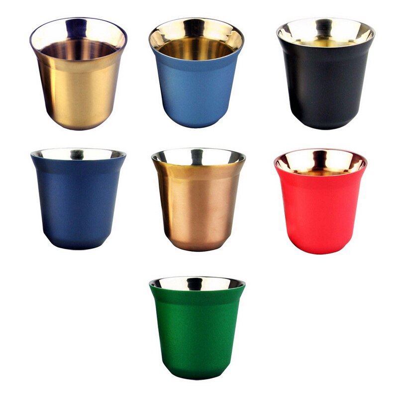 Espresso Becher Edelstahl draussen tragbar Tasse Doppel Zauberstab Reise Becher Vakuum Isolierte Kaffee Tasse Pulver Beschichtet heißer
