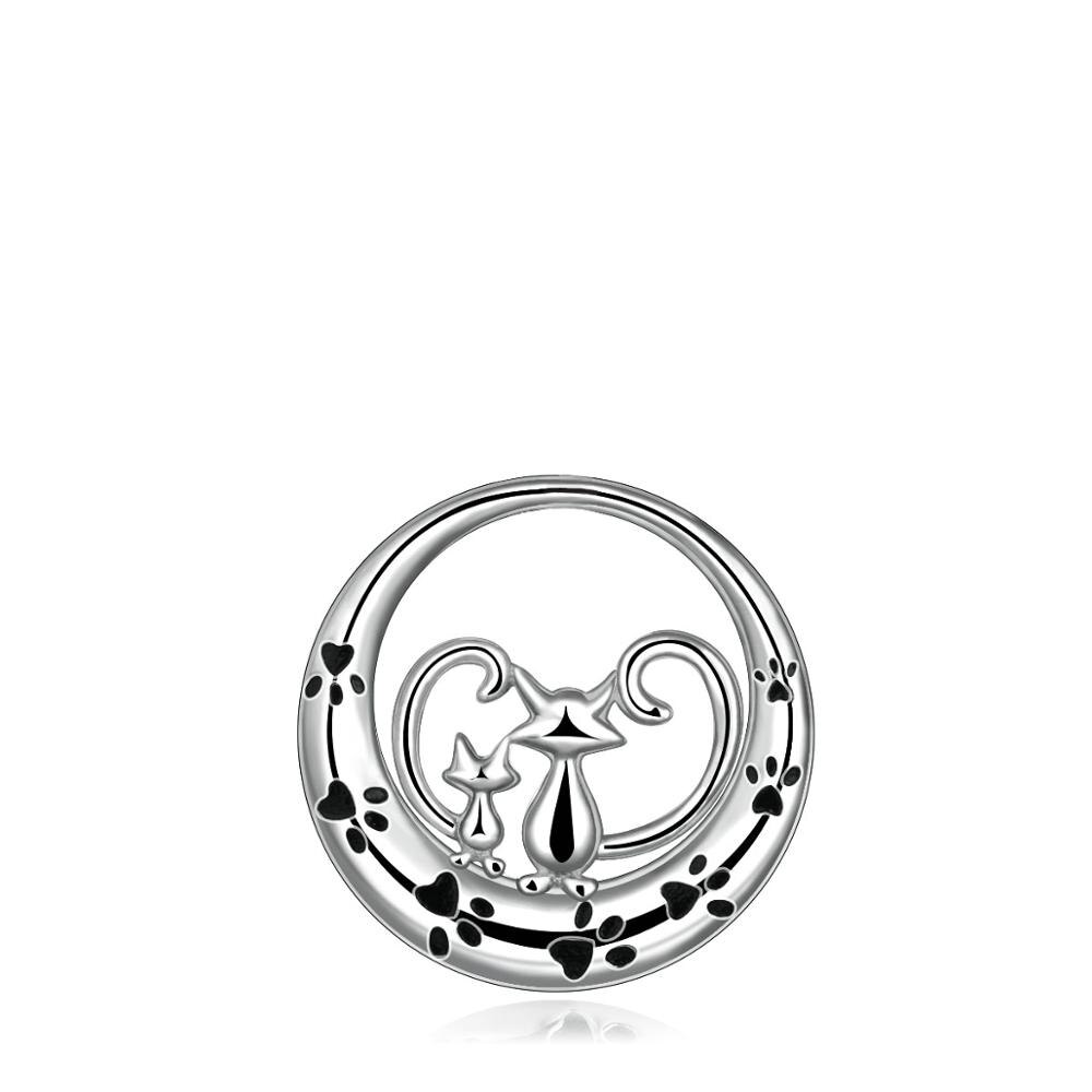 EUDORA 925 Sterling SIlver Couple Cat Necklace for Women Animal Pendant Jewelry Engagement party Jewelry Box D104: only pendnat