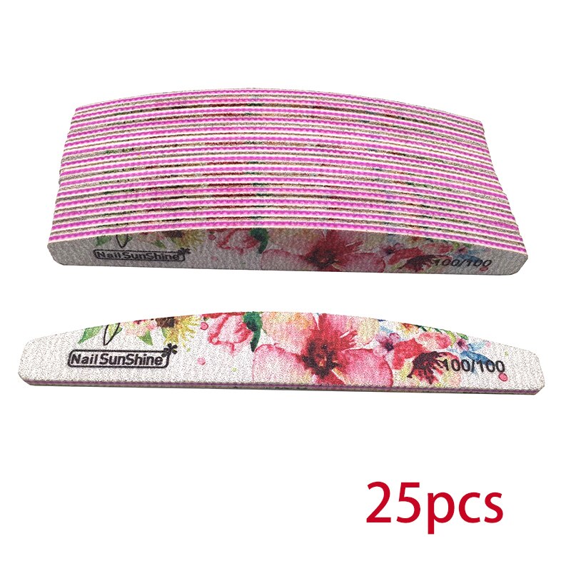 25/50pcs Nail File 80/100/150/180/240/320 Thick Nail Buffer Sandpaper Nail Gel Polish File Flower Sanding Tools: 100 Grit 25pcs