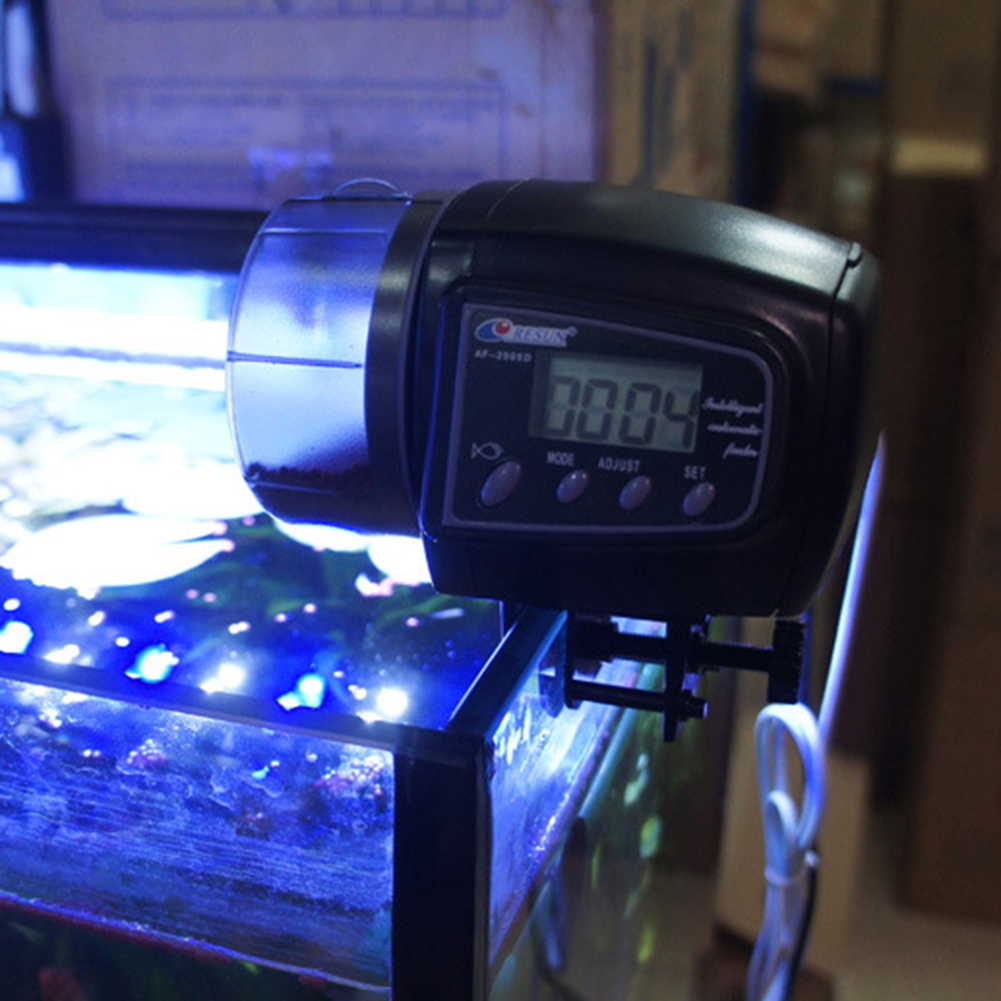 Smart Aquarium Feeder Automatic LCD Display Screen Fish Tank Goldfish Feeding Machine Household Fish Instrument