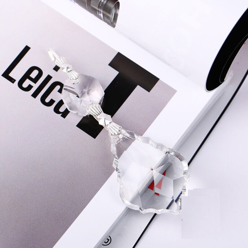 Camal 10Pcs Clear Kroonluchter Kristal Lamp Onderdelen Glas Prisma 38Mm Esdoornblad Opknoping Hanger Suncatcher Party Home Widowns diy