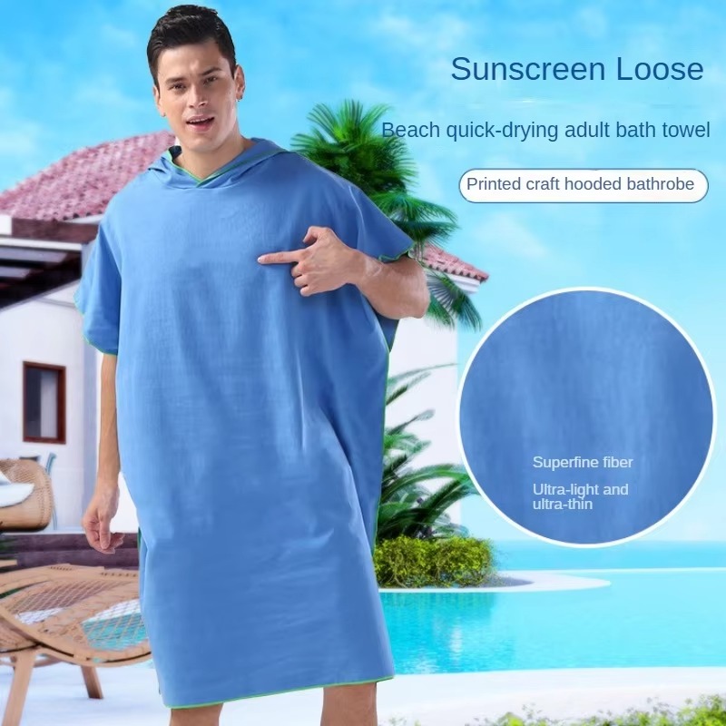 Surfen-Poncho, Wickeltuch, Kapuzenmantel, Mikrofaser, Stranddecke, Badetuch, Badehandtuch, Neoprenanzug, Strandponcho für Erwachsene