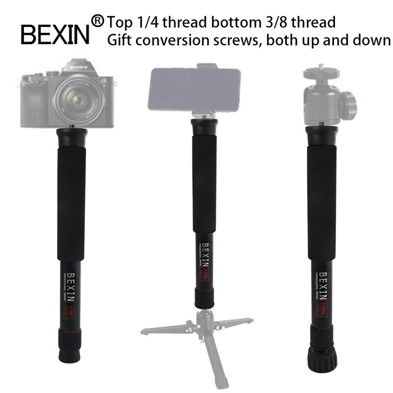 Bexin-mini tripé portátil para câmera, leve, monopé, 122cm, comprimento de expansão, suporte de tripé, material de alumínio, câmera dslr