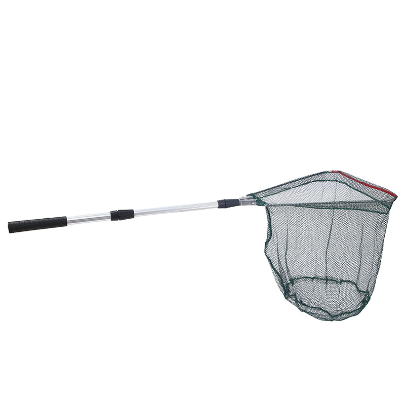 130cm Telescopic Folding Dip Net Telescopic 3Section Dip Net Triangular Head Fine Eye Fishing Net Aluminum Alloy Fold Hand Net: white