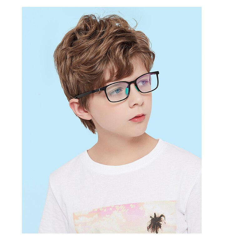 Square Anti Blue Light Kids Glasses Computer Boy Girls Tranparent Flexible Optical Frame Anti Reflective UV400 Eyeglass