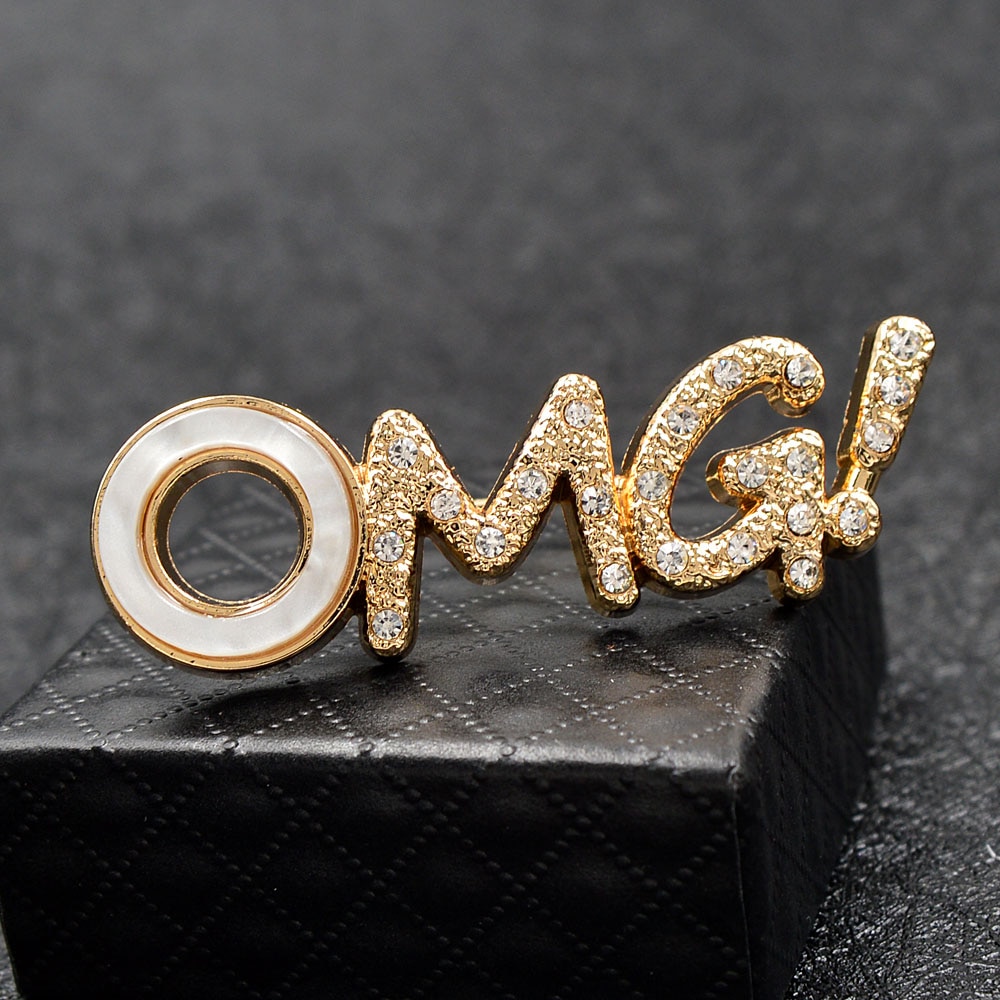 Cindy Xiang Strass Brief Broche "Omg Creatieve Mode Broches Unisex Vrouwen En Mannen Pin Mode-sieraden