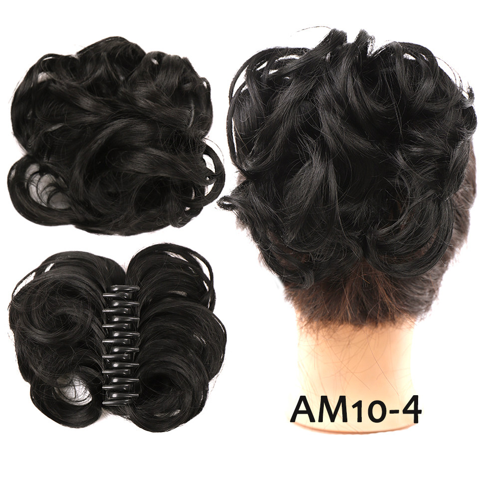 LM chaotisch lockig kurz Kunsthaarverlängerung Chignon Krapfen Rolle Brötchen Perücke Klaue Clip in Haarteil für Frauen
