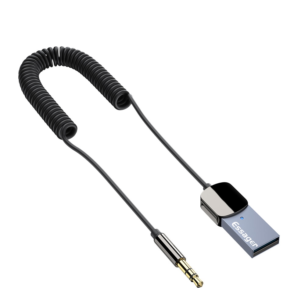 Essager Adapter Bluetooth Aux Dongle USB do gniazda 3,5 mm Car Audio Aux Bluetooth 5.0 Zestaw głośnomówiący do odbiornika samochodowego BT Transmitter: Default Title