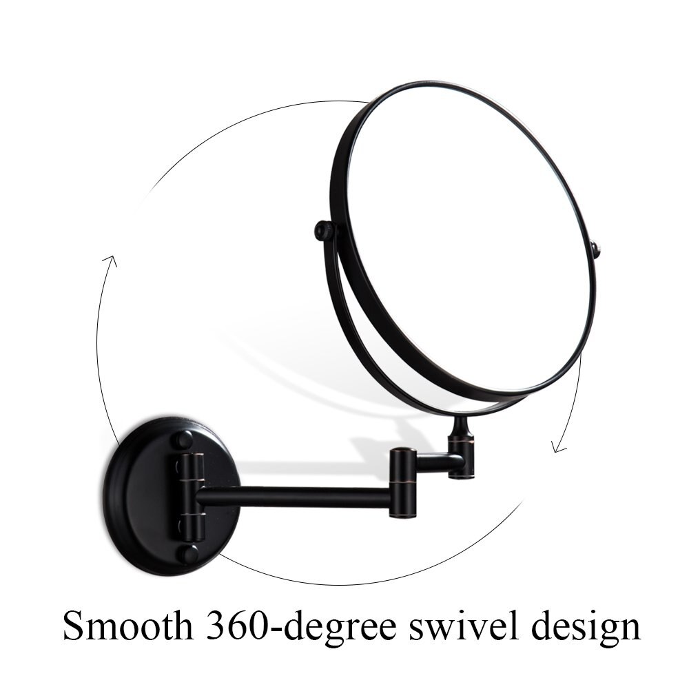 8 inch Bathroom Mirror Dual Arm Extend 2 Face Round Copper framed Make Up Mirror