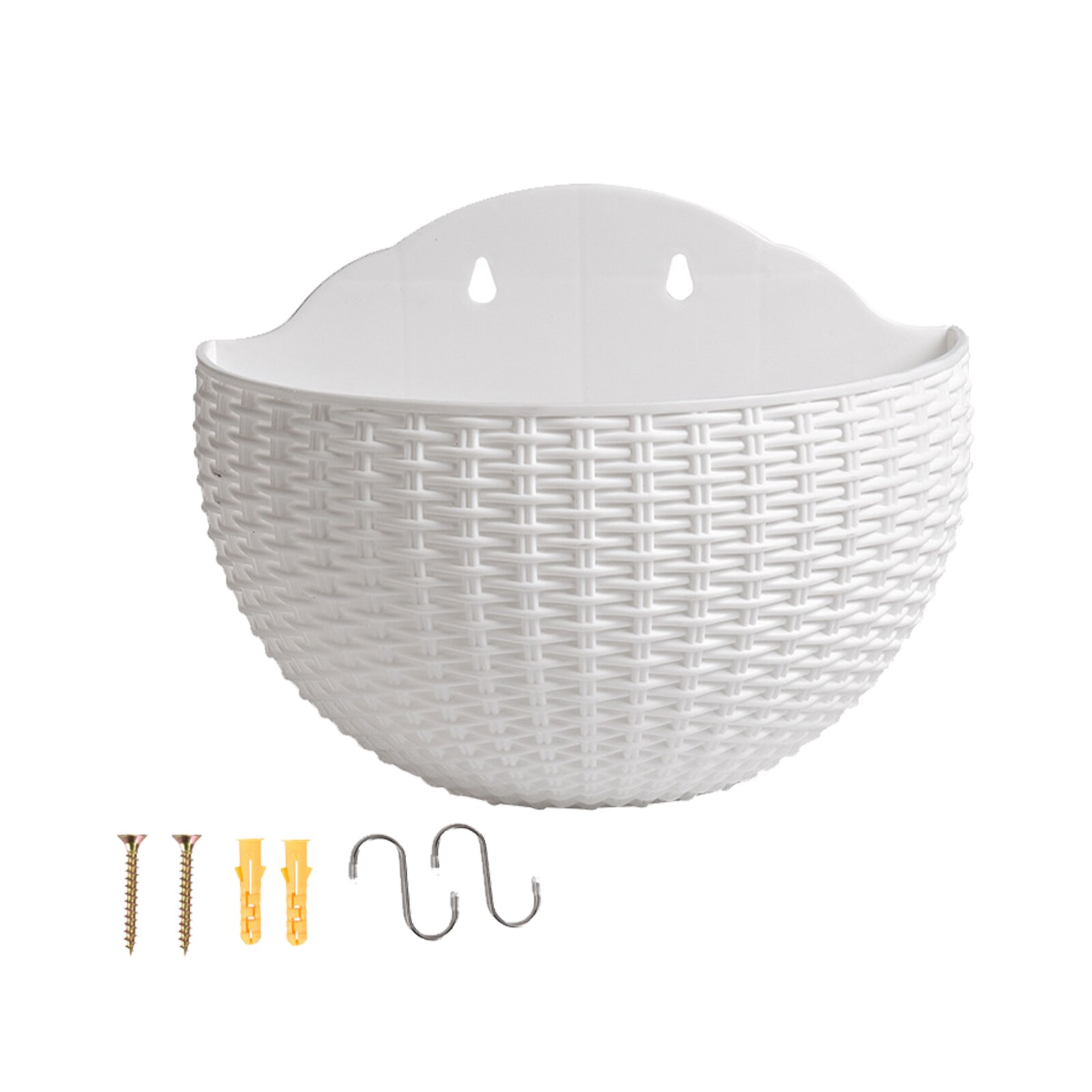 Pot de fleurs demi-rond suspendu au mur en rotin Imitation, jardinière murale semi-circulaire, balcon, panier suspendu d&#39;extérieur pour la maison: 04