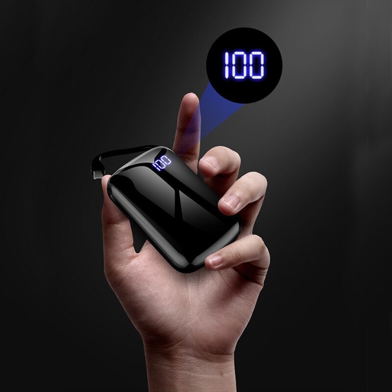 50000Mah Mini Mobile Power Bank Ingebouwde Opladen Kabel One-Way Charger Kleine Size Grote Capaciteit Draagbare externe Batterij