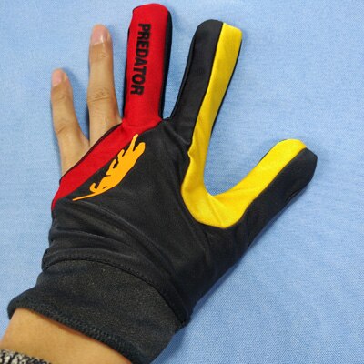 2pcs red/yellow 2colors Snooker Billiard Cue Glove Pool Left Hand Open Three-Finger Accessory: red and yellow