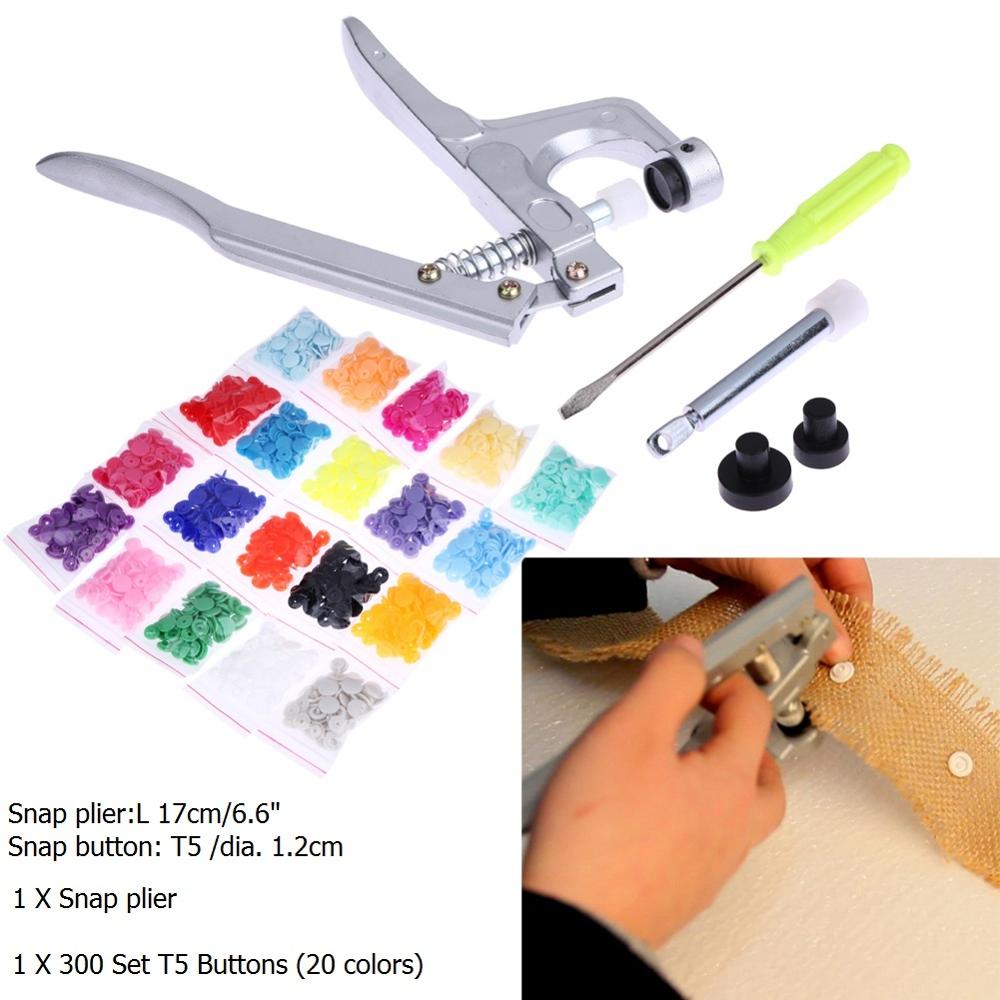 T5 plastique résine bouton pression outil d'installation Sihetun boucle main pression pince + 300 pièces en plastique boucles bouton pince pression: 03