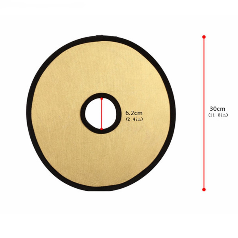 2in1 30cm Gold Silver Portable Folding Reflector DSLR Camera Accessories Flash Diffuser Softbox Photography Reflector with Hole