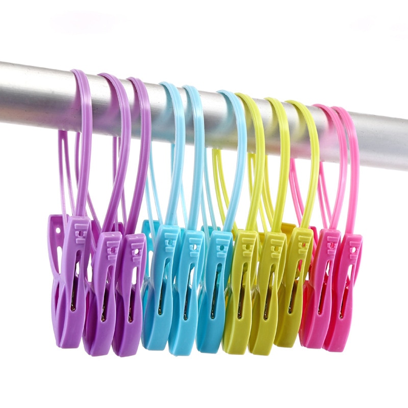 12 Stuks Gemengde Kleur Plastic Wasknijpers Opslag Clip Draagbare Home Hangers Voor Kleerhanger Droogrek Handdoek Wasknijpers