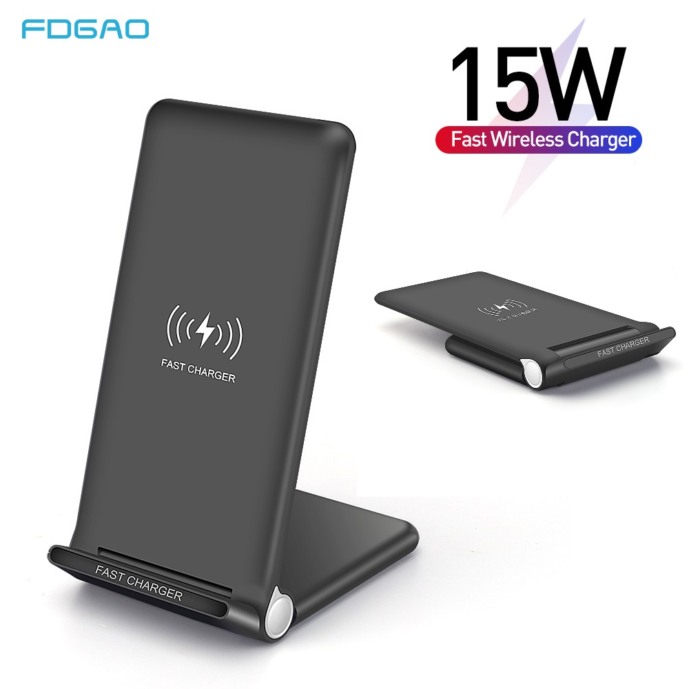 FDGAO Foldable Fast 15W Qi Wireless Charger Stand Charging Dock Station Phone Holder For iPhone 11 Pro XS MAX XR Samsung S10 S20