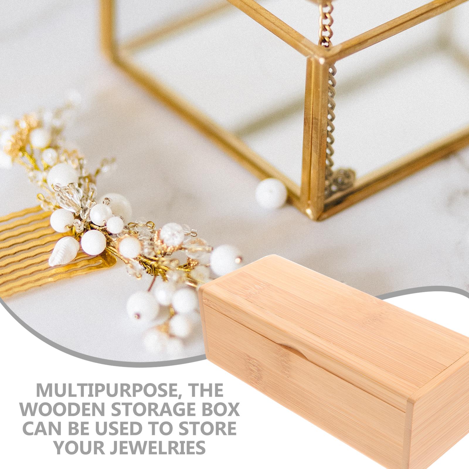 Bamboe doos met deksel Houten Trinket Opbergdozen Keepsakes Container Craft ganizer Brillenkoker Sieradenhouder