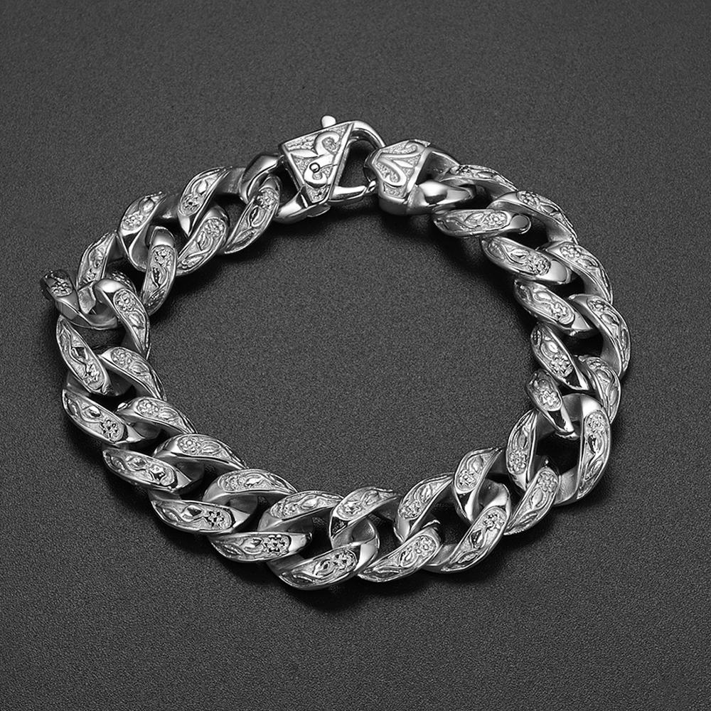 Rvs Goud/Zwarte Cubaanse Miami Ketting Link Armbanden Voor Mannen Jongens Hip Hop Rock Sieraden 15*220 Mm