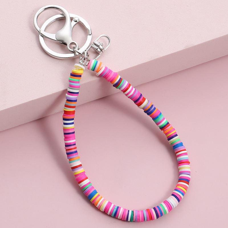 LLavero de perlas de cerámica suave para coche, cadena colgante con costuras de Color a la , K5015
