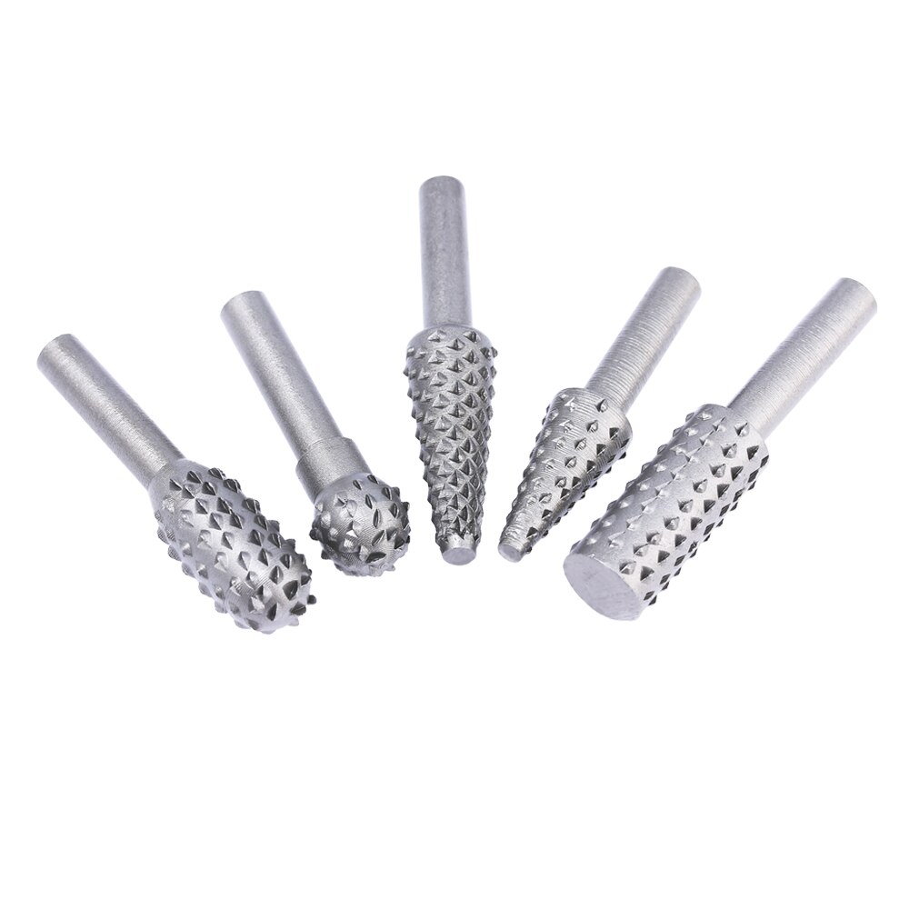 5 stk stål roterende rasp skaft håndværksfiler dremel grater sort træ træbearbejdning bor bits slibning kraftudskæringsværktøj