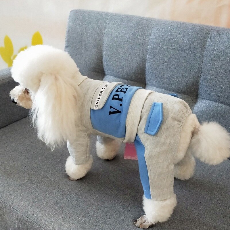 Combinaison en coton pour chien, vêtement d'hiver, salopette pour petit et moyen gabarit, lettre imprimée, yorkshire