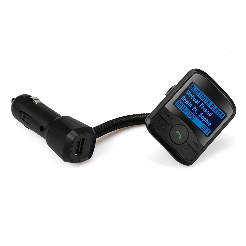 LCD Car Kit MP3 Bluetooth Player FM Transmitter Modulator SD MMC USB Remote Flexible Metal Hose Digital Signal Processing