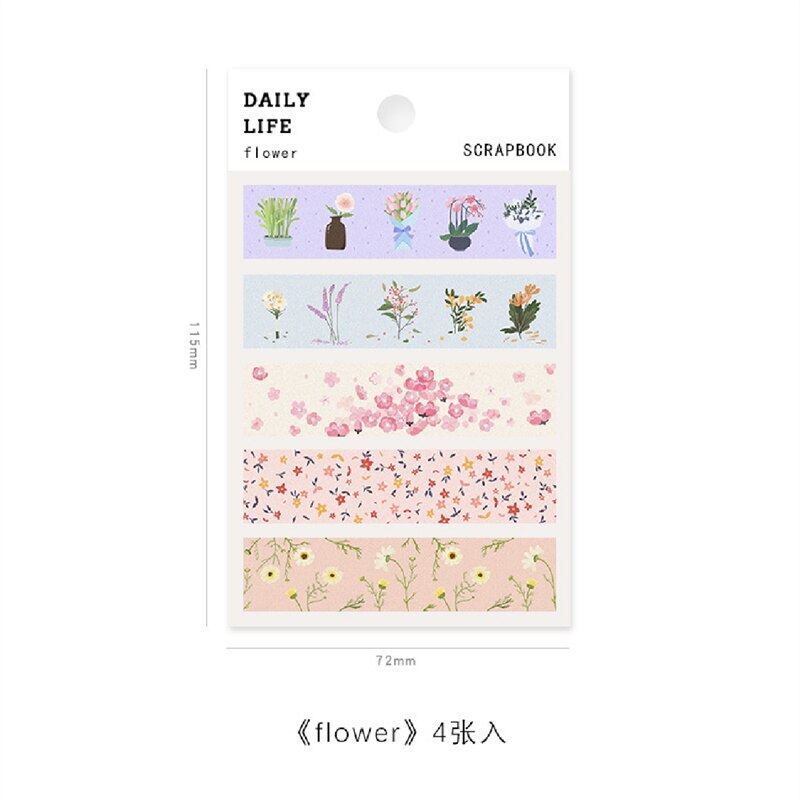 4 Vellen/Set Washi Stickers Papier Sticker Journal Scrapbooking Sticker Notebook Decoratie Ambachtelijke Papier: Flower