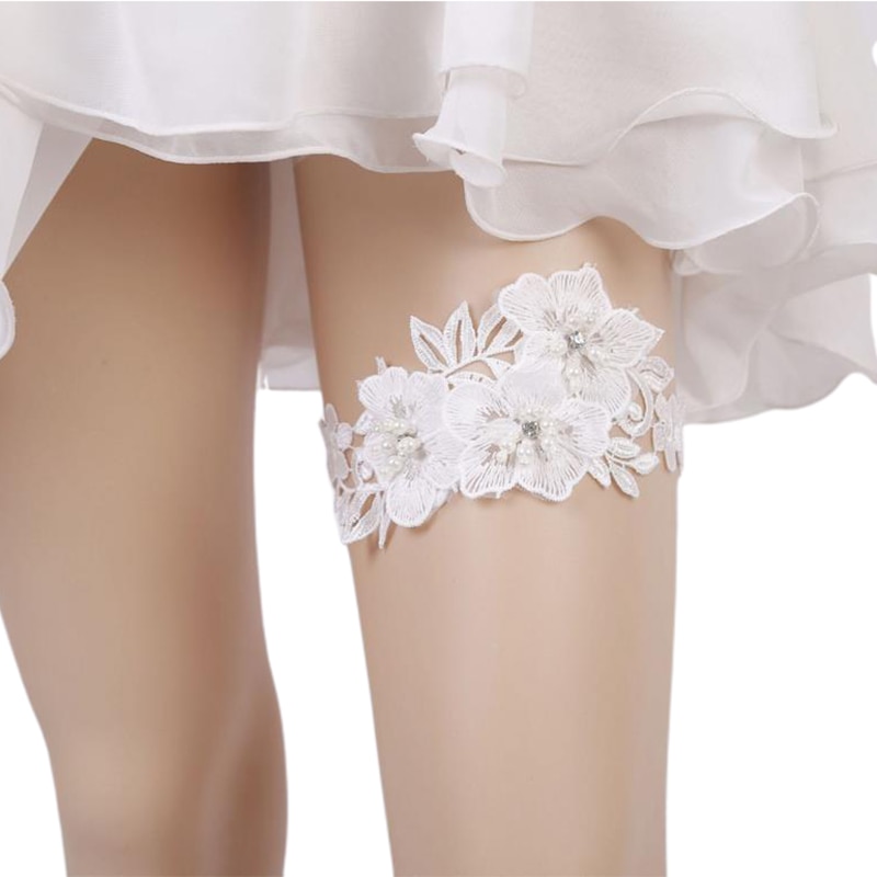 1pc Wedding Garter Rhinestone Embroidery Flower Be Grandado 2686