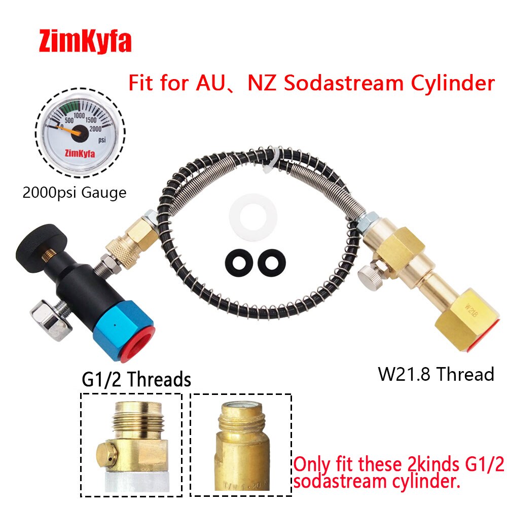 G1/2 Sodastream Soda Club CO2 Cylinder Refill Adapter Charging Adaptor to W21.8 Large Carbon Dioxide Tank: AU NZ VERSION