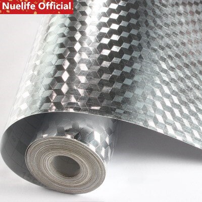 Autocollant auto-adhésif en papier aluminium | Papier épais résistant à l'humidité pour armoire, autocollant de cuisine, carrelage, poêle à haute température, feuille d'aluminium en étain: B / 60cmx100cm