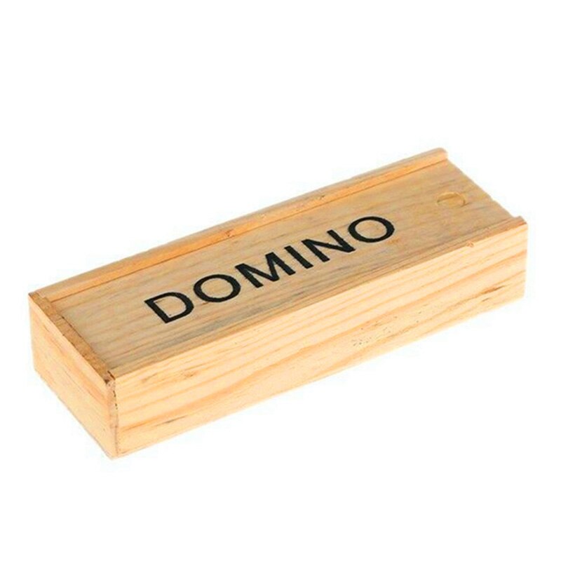 Domino Puzzel Bordspel Met Houten Doos Game 28 Pcs Blokken Grappig Spel Voor Kinderen Engels Instructies