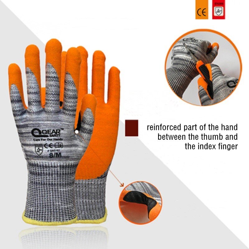 Level 5 Cut-resistant Work Gloves Reinforced Joint Non-slip Palm Piercing-proof Mechanic Repair Gaerdening