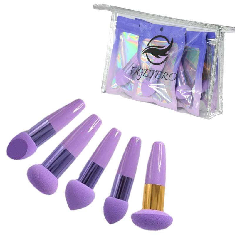 Esponja de base de maquillaje con cabeza de hongo, esponja de mezcla de polvo, Kit de belleza suave, herramientas de maquillaje cosmético , 5 piezas