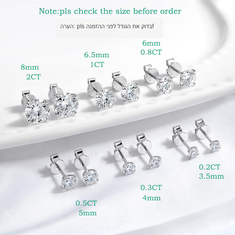 Smyoue Elke 0,2-2CT GRA-gecertificeerde Moissanite-oorknopjes voor dames 4-klauw sprankelende bruiloftssieraden Sterling zilver S925