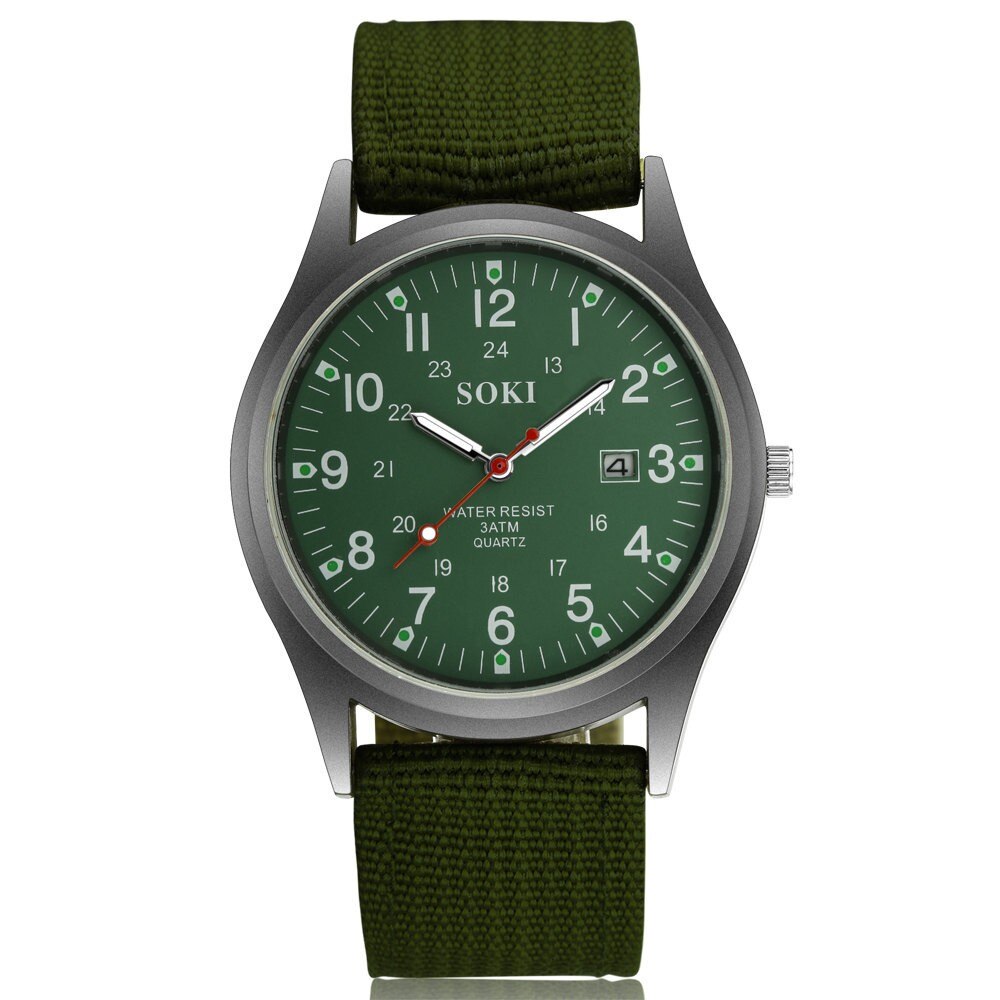 SOKI-reloj analógico de cuarzo para hombre, cronógrafo informal de estudiantil, de lujo, resistente al agua: green