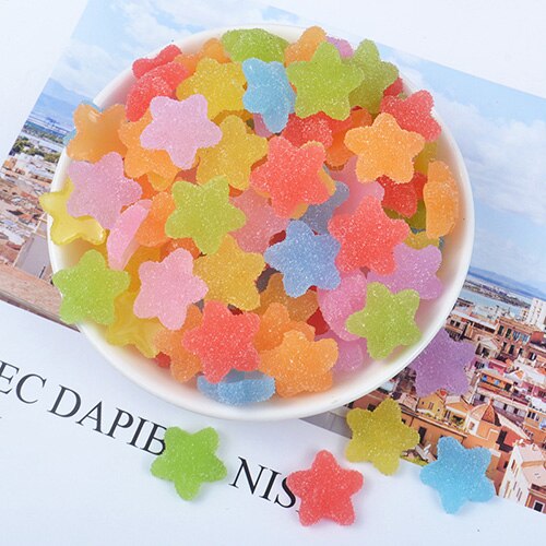 Happy Monkey Slime Supplies DIY Resin Star Candy Slices Slime Charms Addition for Fluffy Clear Crystal Slime Clay In Stock: Random Color 20pcs