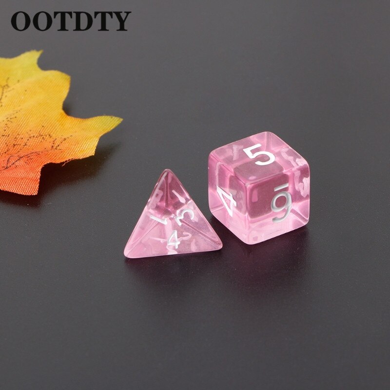 OOTTDTY 7Stck Klar polyedrisch Spiel Würfel Für Drachen Pfadfinder D20 D12 2xD10 D8 D6 D4 polyedrisch Spiel Würfel