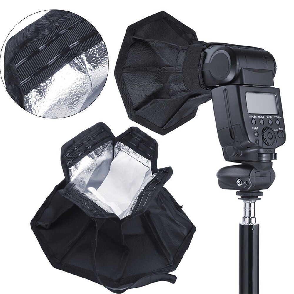 Mini Flash Softbox 15X20cm+20cm Octagonal Softbox Speedlight Soft Premium-Grade Reflective And Diffusive Material