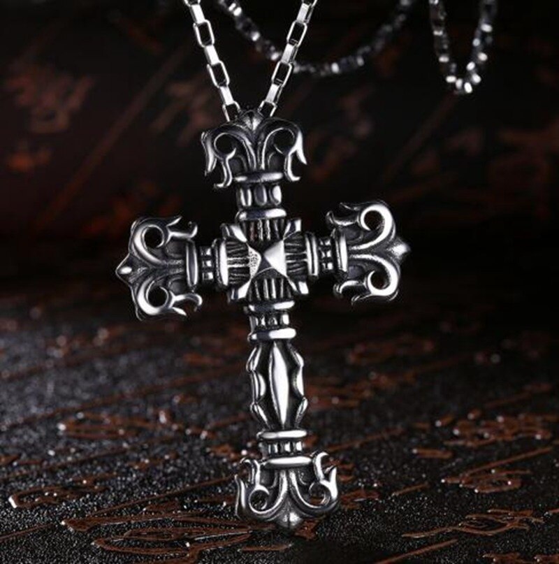Color hombres colgante clásico Cruz oración Cristo Acero inoxidable hombres mujeres joyería